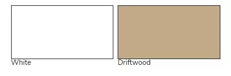 White and Driftwood solid panel color options for Sunspace patio covers, showcasing customizable aesthetics for outdoor living solutions.