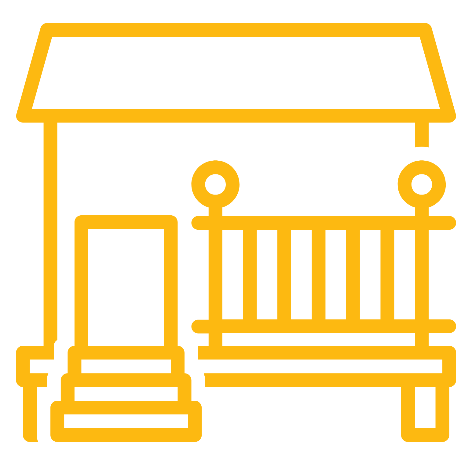 Icon representing a deck and railing design, symbolizing outdoor living solutions offered by Sunspace By Sunrise Sunrooms.